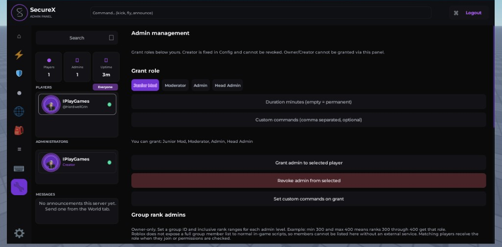 SecureX admin management